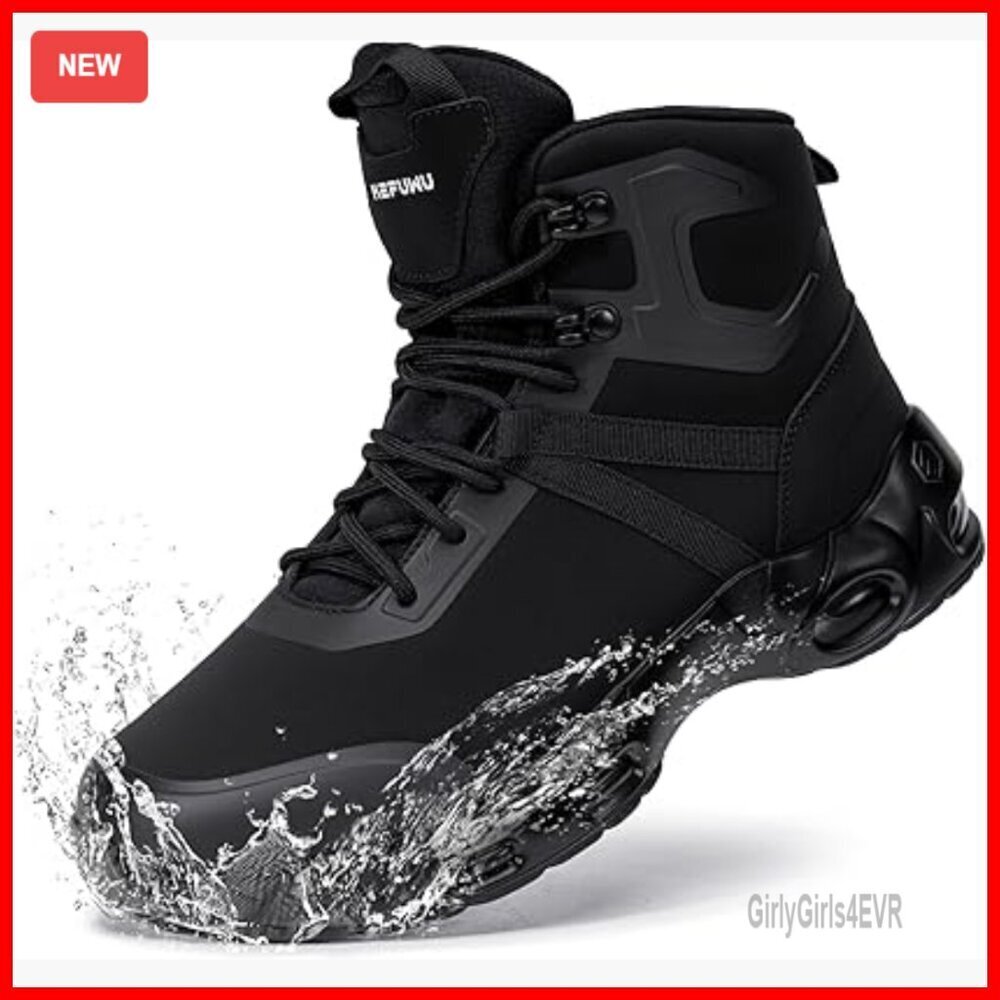 Women's Wide Waterproof Combat Boots Lightweight Side Zip Hiking Work